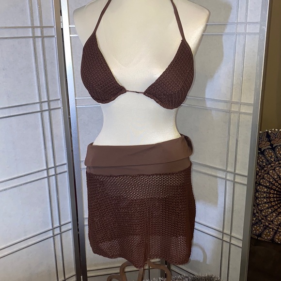 Victoria’s Secret 3 piece brown crochet bikini set
